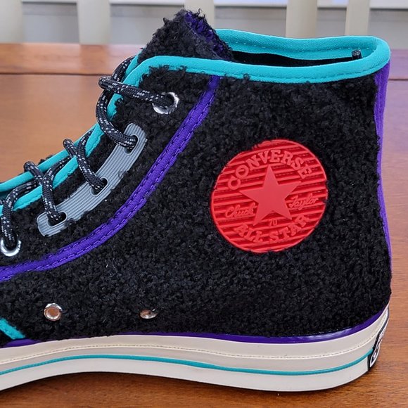 Converse Mens Chuck 70 Hi "Retro Sherpa" 169784C Black/Court Purple/Egret Size 9 - Picture 10 of 13